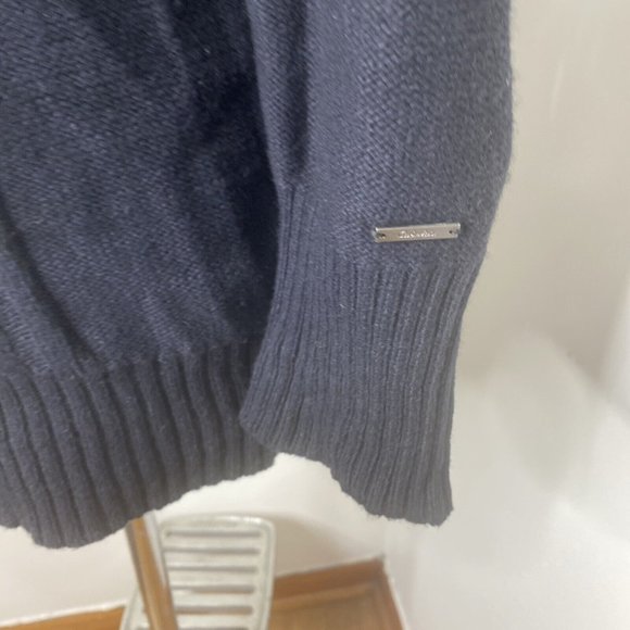 Cabela's Womens Cable Knit Sweater Sz L Black Turtle Neck TUnic Long Wool Blend - Picture 3 of 7